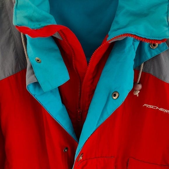 Fischer Vintage Ski Jacket Size XL with hoodie, buttons and zipper winter ski - Picture 8 of 15